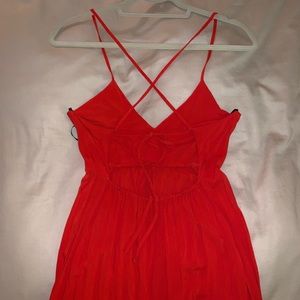 Coral criss-crossed maxi dress